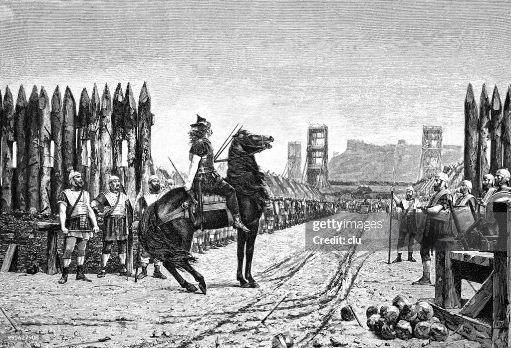 Vercingetorix surrenders to Caesar
