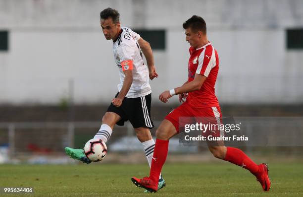 Benfica forward Jonas from Brazil with FK Napredak midfielder Nikola Eskic from Bosnia Herzegovina in action during the Pre-Season Friendly match...