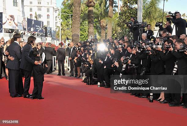 Director Diego Luna and cast of 'Abel' attend the 'Abel' premiere held at the Palais des Festivals during the 63rd Annual International Cannes Film...