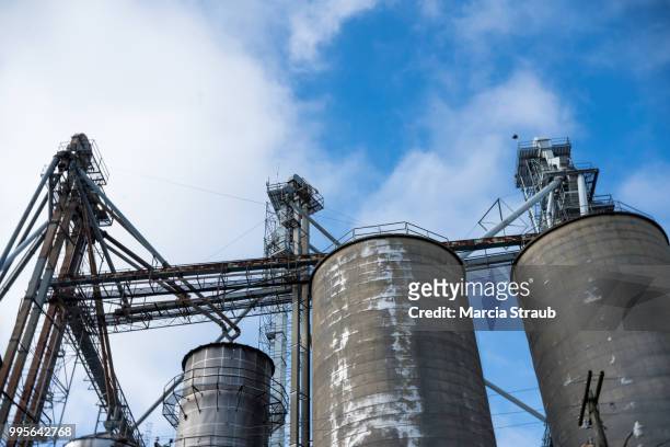 grain elevator low angle view - marcia stockfoto's en -beelden