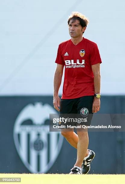 Marcelino Garcia Toral, Manager of Valencia CF looks on during training session at Paterna Training Centre on July 10, 2018 in Valencia, Spain.