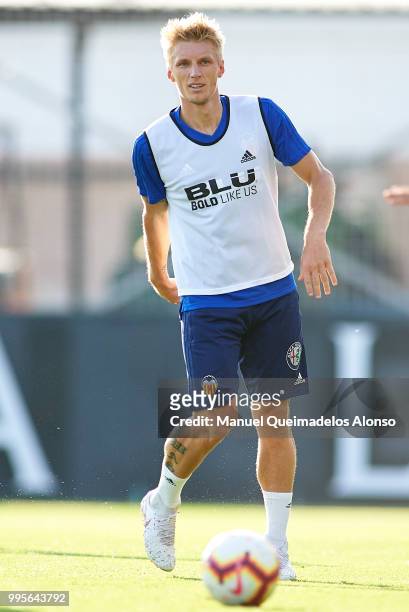 Daniel Wass of Valencia CF in action during training session at Paterna Training Centre on July 10, 2018 in Valencia, Spain.