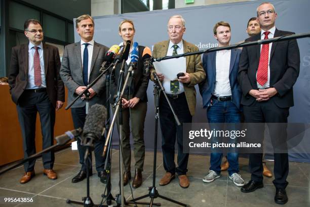 The parliamentary managers of the Alternative fuer Deutschland parliamentary group, Juergen Braun , Bernd Baumann, the two parliamentary group...