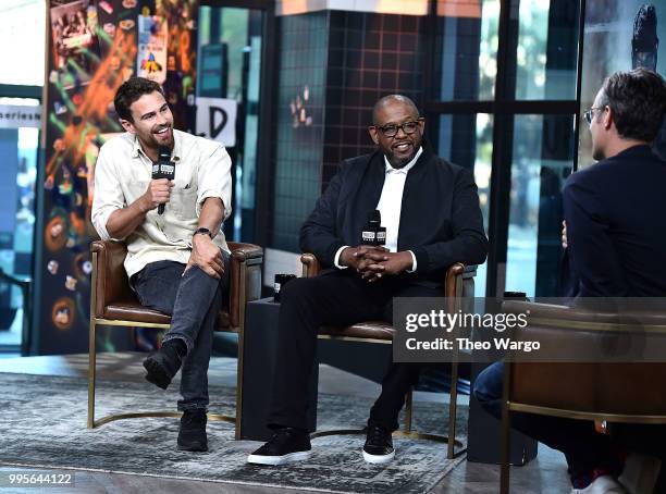 Theo James and Forest Whitaker visit Build at Build Studio on July 10, 2018 in New York City.