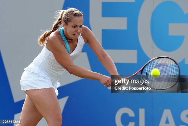 Sabine Lisicki of Germany in action during day 5 of the AEGON Classic at the Edgbaston Priory Club in Birmingham on June 10, 2011.