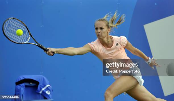 Magdalena Rybarikova of Slovakia in action during day 5 of the AEGON Classic at the Edgbaston Priory Club in Birmingham on June 10, 2011.