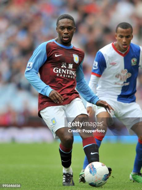 Charles N'Zogbia of Aston Villa in action during the Barclays Premier League match between Aston Villa and Blackburn Rovers at Villa Park in...