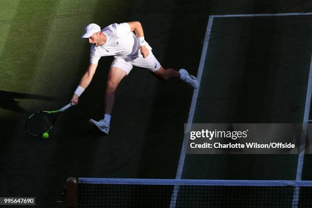 Mens Doubles - Raven Klaassen & Michael Venus v Jamie Murray & Bruno Soares - Bruno Soares slips and falls as he and Jamie Murray lunge for the ball...