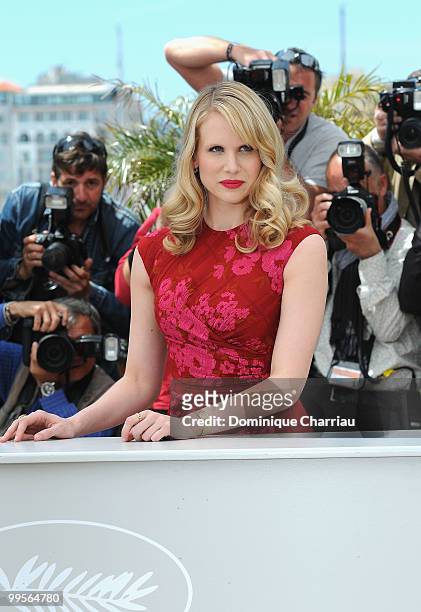 Actress Lucy Punch attends the 'You Will Meet A Tall Dark Stranger' Photocall held at the Palais des Festivals during the 63rd Annual International...