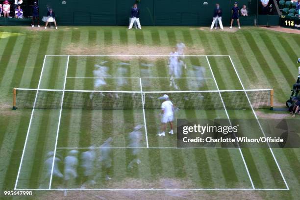 Mens Doubles - Raven Klaasen & Michael Venus v Jamie Murray & Bruno Soares - A general view and abstract view of match action on Centre Court at All...