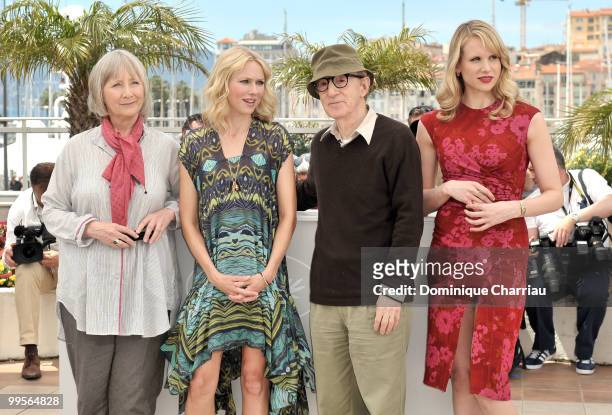 Actresses Gemma Jones, Naomi Watts, writer/director Woody Allen and Lucy Punch attend the 'You Will Meet A Tall Dark Stranger' Photocall held at the...