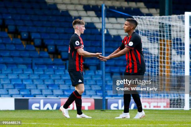 Matty Daly and Terence Kongolo of Huddersfield Town during the Pre-Season Friendly match between Bury and Huddersfield Town during the pre season...