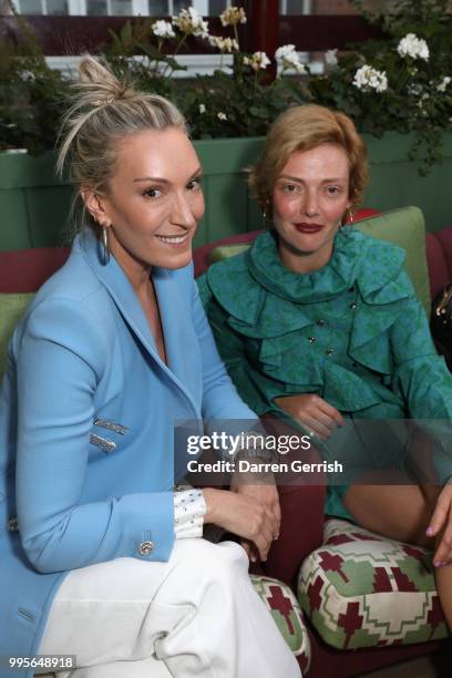 Olivia Buckingham and Camilla Rutherford attend the Delvaux and British Vogue exclusive dinner on July 10, 2018 in London, England.