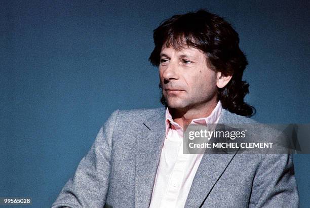 Close portrait shows Franco-Polish Oscar-winning director Roman Polanski at the TV broadcast-company TF1 in Paris on April 17, 1984. AFP PHOTO MICHEL...