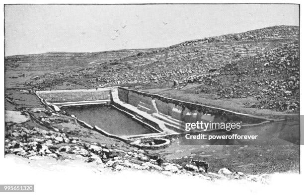 solomon's pools in jerusalem, israel - ottoman empire - powerofforever stock illustrations