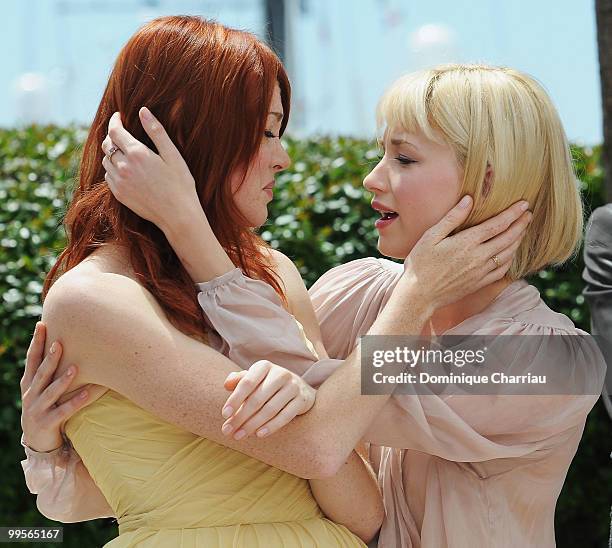 Actresses Nicole LaLiberte and Haley Bennett attend the 'Kaboom' Photo Call held at the Palais des Festivals during the 63rd Annual International...