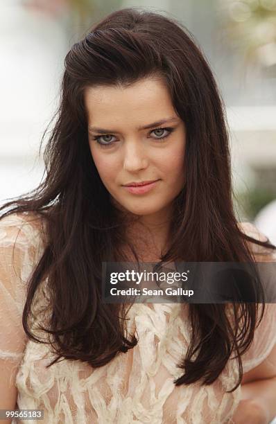 Actress Roxane Mesquida attends the "Kaboom" Photocall at the Palais des Festivals during the 63rd Annual Cannes Film Festival on May 15, 2010 in...