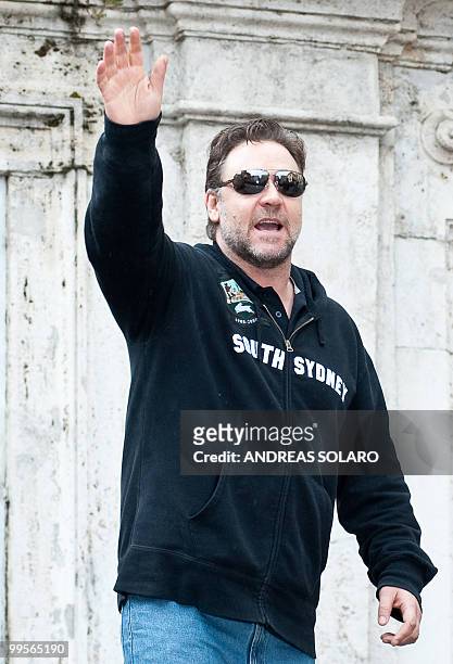Actor of the movie "Robin Hood" Russell Crowe, together with other actors Kevin Durand, Scott Grimes and Alan Doyle perform a concert on the Spanish...