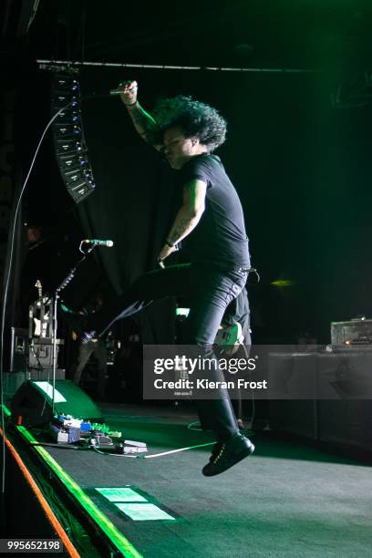 Cedric Bixler of At The Drive In performs at Vicar Street on July 10, 2018 in Dublin, Ireland.