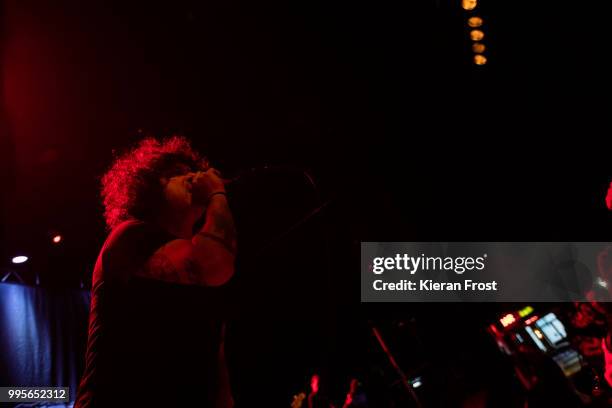 Cedric Bixler of At The Drive In performs at Vicar Street on July 10, 2018 in Dublin, Ireland.