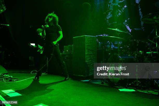 Cedric Bixler of At The Drive In performs at Vicar Street on July 10, 2018 in Dublin, Ireland.