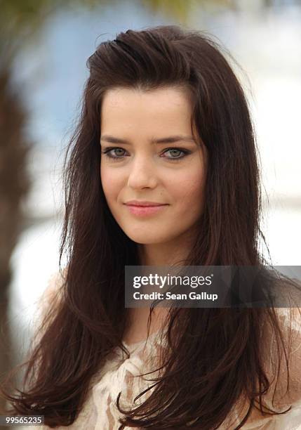 Actress Roxane Mesquida attends the "Kaboom" Photocall at the Palais des Festivals during the 63rd Annual Cannes Film Festival on May 15, 2010 in...