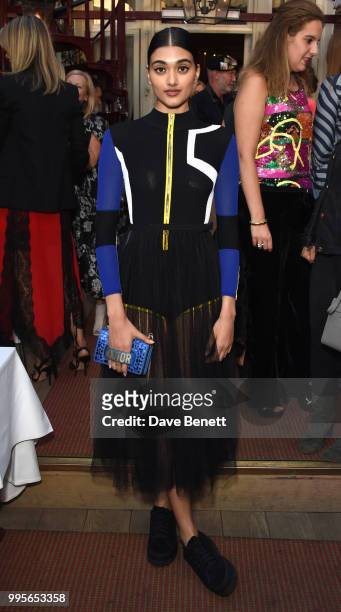 Neelam Gill attends a private dinner hosted by Delvaux and British Vogue to celebrate Delvaux's New Bond Street store at Mark's Club on July 10, 2018...