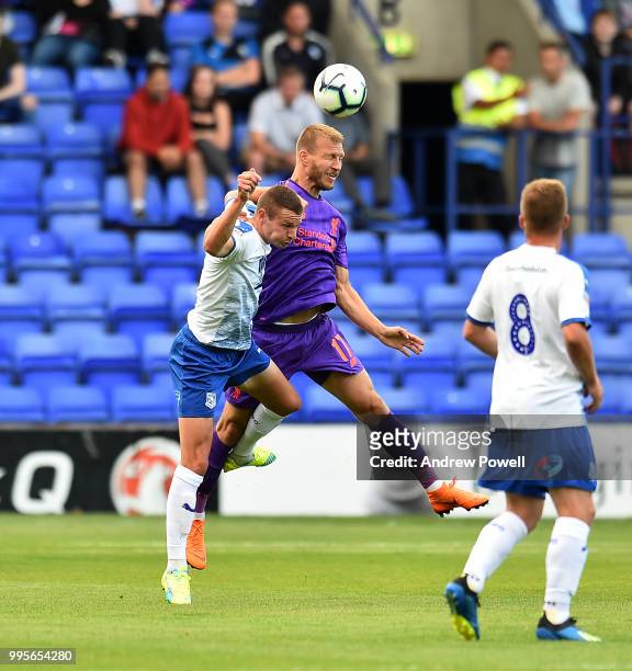 Ragnar Klavan of Liverpool during the pre-season friendly match between Tranmere Rovers and Liverpool at Prenton Park on July 10, 2018 in Birkenhead,...