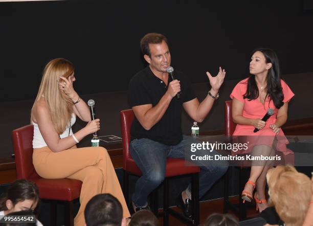 Denise Albert, Will Arnett and Melissa Musen Gerstein attend The MOMS "Teen Titans Go! To The Movies" Special Screening on July 10, 2018 in New York...