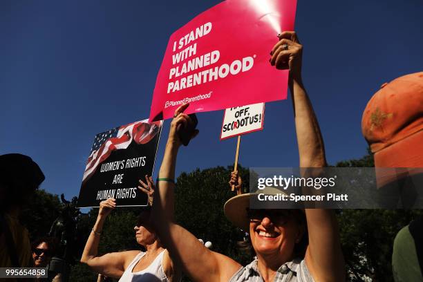 Local politicians, activists and others participate in a protest in Union Square to support a woman's right to choose and to denounce President...