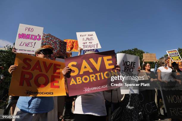 Local politicians, activists and others participate in a protest in Union Square to support a woman's right to choose and to denounce President...