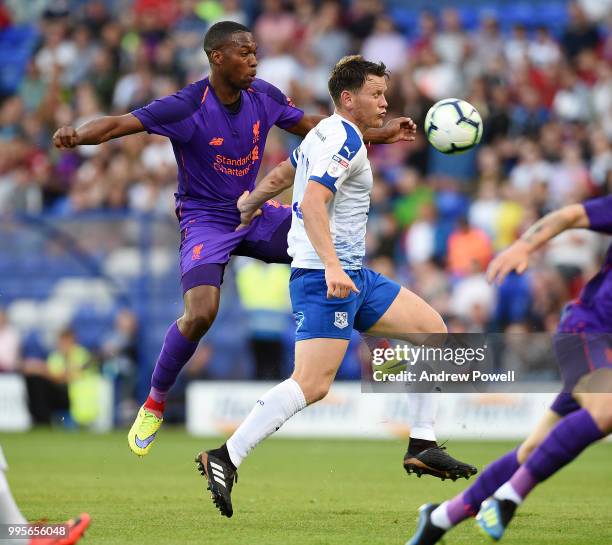 Daniel Sturridge of Liverpool during the pre-season friendly match between Tranmere Rovers and Liverpool at Prenton Park on July 10, 2018 in...