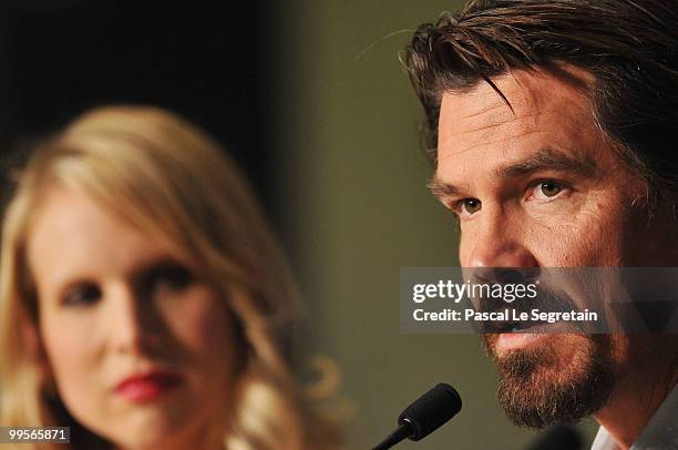 Actors Naomi Watts and Josh Brolin attend the "You Will Meet A Tall Dark Stranger" press conference at the Palais des Festivals during the 63rd...