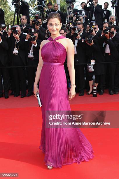 Actress Aishwarya Rai Bachchan attends the Premiere of 'Wall Street: Money Never Sleeps' held at the Palais des Festivals during the 63rd Annual...