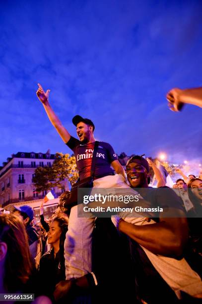 Ambiance on Les Champs Elysees after the victory of France. Semi final Fifa world cup 2018. July 10, 2018 in Paris, France.