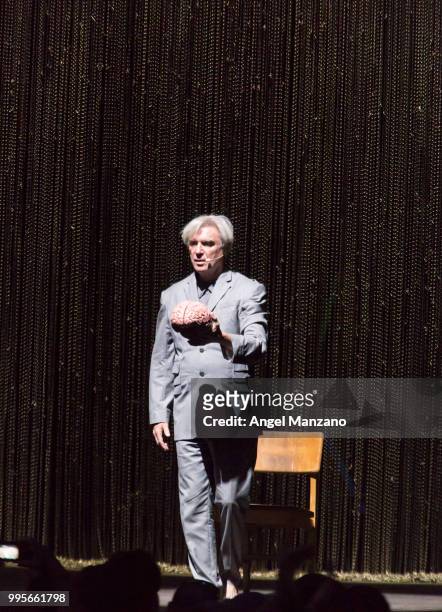 David Byrne performs in concert at Las Noches del Botanico 2018 festival on July 10, 2018 in Madrid, Spain.