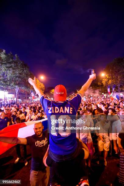 Ambiance on Les Champs Elysees after the victory of France. Semi final Fifa world cup 2018. July 10, 2018 in Paris, France.