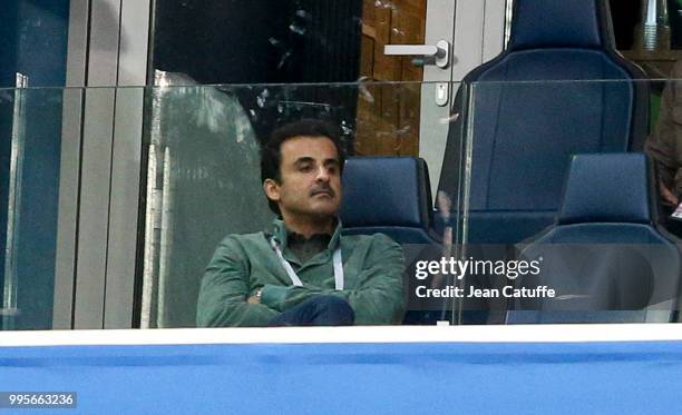 Amir of Qatar, Sheikh Tamim bin Hamad Al Thani during the 2018 FIFA World Cup Russia Semi Final match between France and Belgium at Saint Petersburg...