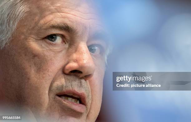 Trainer Carlo Ancelotti of German Bundesliga team FC Bayern Munich can be seen taking part in a press conferene in Munich, Germany, 11 September...