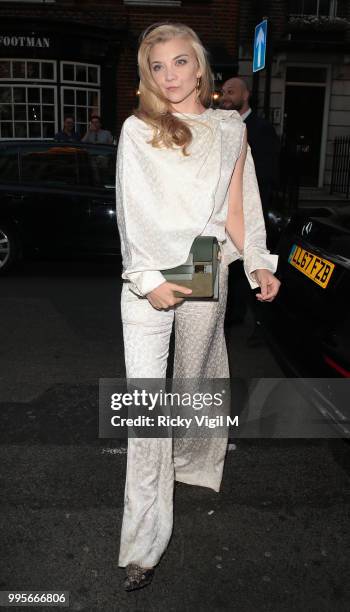 Natalie Dormer seen attending Delvaux x Vogue - private dinner at Mark's Club on July 10, 2018 in London, England.