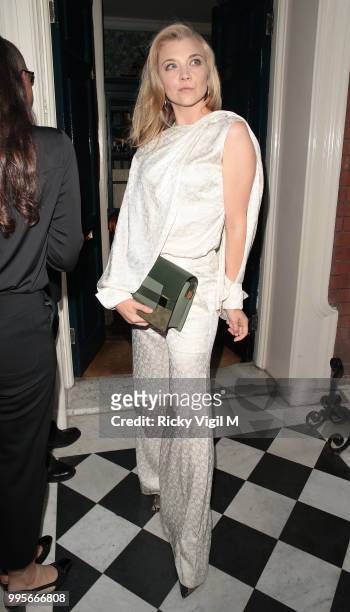 Natalie Dormer seen attending Delvaux x Vogue - private dinner at Mark's Club on July 10, 2018 in London, England.