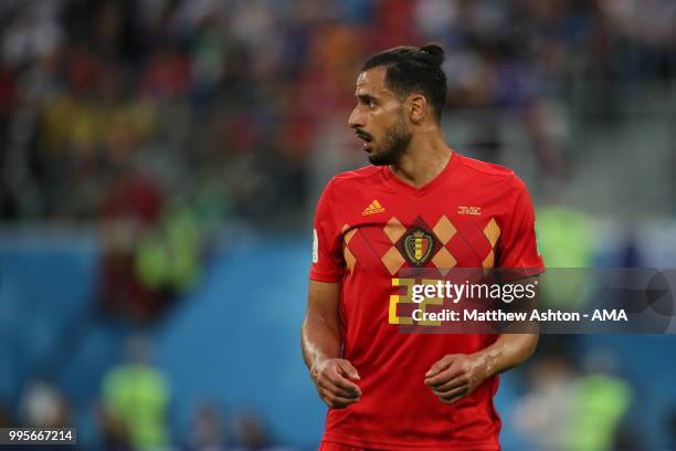 Nacer Chadli of Belgium during the 2018 FIFA World Cup Russia Semi Final match between Belgium and France at Saint Petersburg Stadium on July 10,...