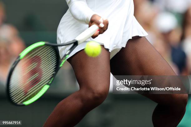Womens Singles, Quarter-Finals - Serena Williams v Camila Giorgi - A detailed view of the fishnet tights of Serena Williams at All England Lawn...