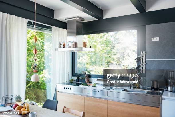 interior of a modern kitchen - kitchen fashion stock pictures, royalty-free photos & images