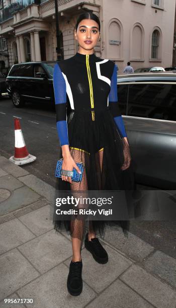 Neelam Gill seen attending Delvaux x Vogue - private dinner at Mark's Club on July 10, 2018 in London, England.