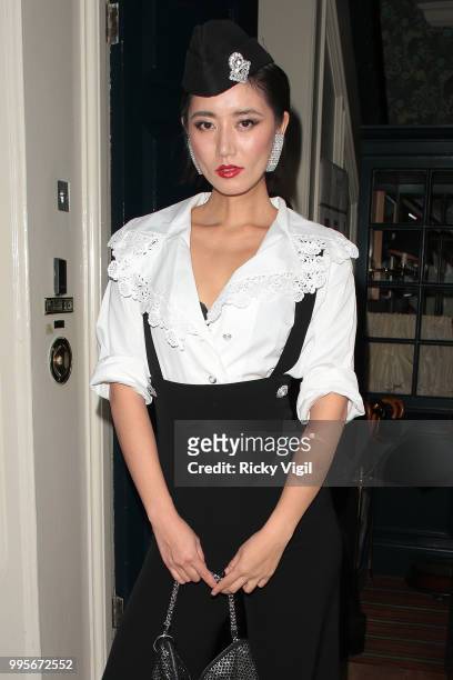 Betty Bachz seen attending Delvaux x Vogue - private dinner at Mark's Club on July 10, 2018 in London, England.