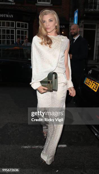 Natalie Dormer seen attending Delvaux x Vogue - private dinner at Mark's Club on July 10, 2018 in London, England.