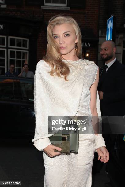 Natalie Dormer seen attending Delvaux x Vogue - private dinner at Mark's Club on July 10, 2018 in London, England.