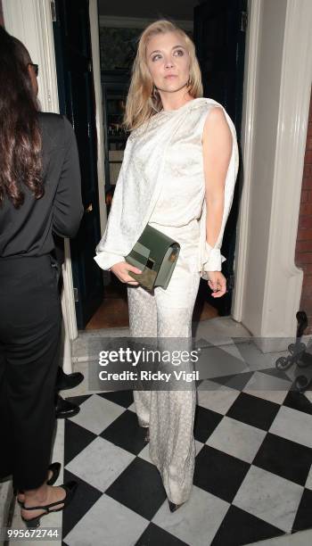 Natalie Dormer seen attending Delvaux x Vogue - private dinner at Mark's Club on July 10, 2018 in London, England.