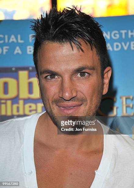 Peter Andre attends the UK film premiere of 'Bob The Builder: The Legend Of The Golden Hammer' at Vue Leicester Square on May 15, 2010 in London,...